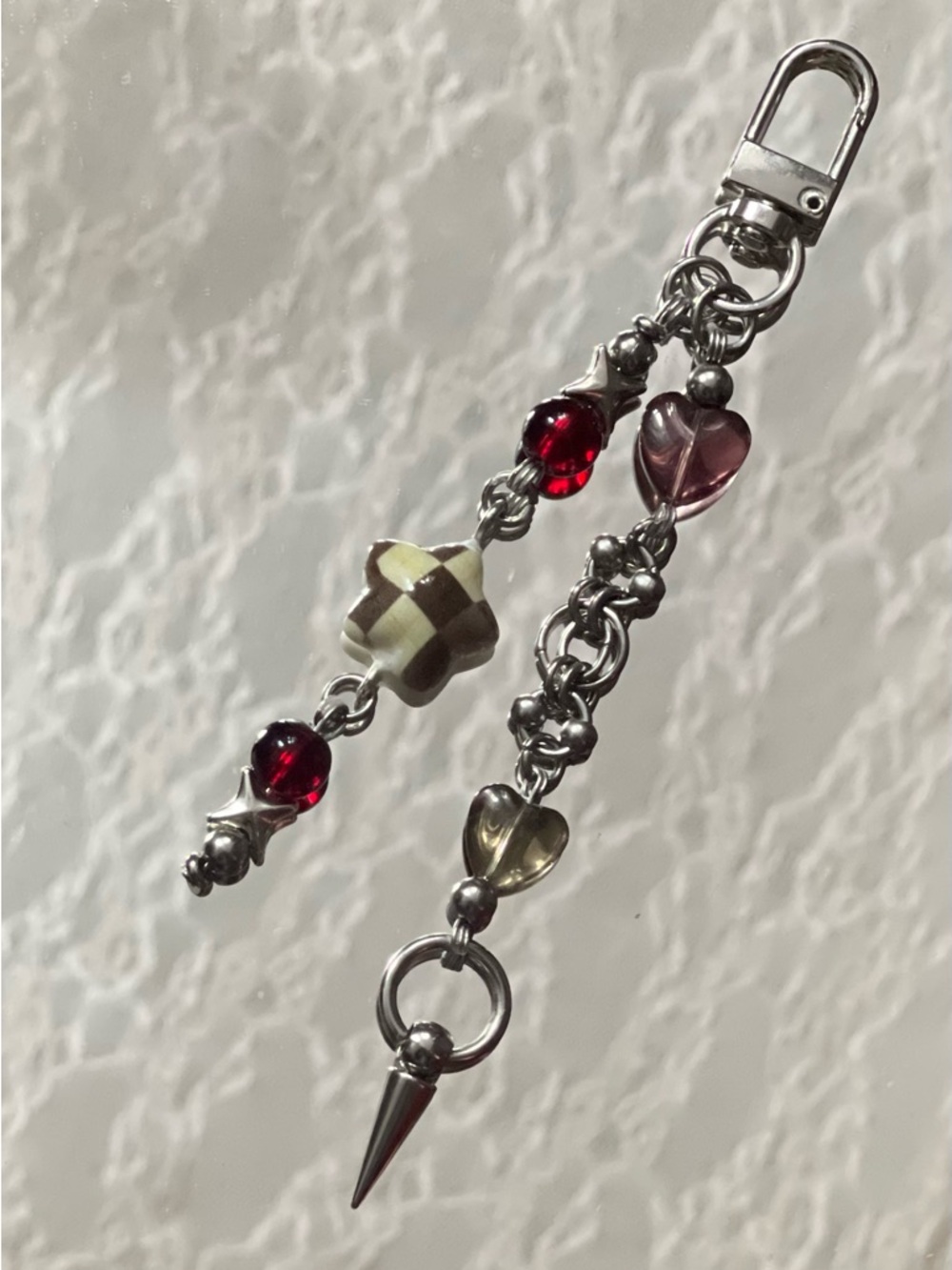 silver grunge keychain / bag charm